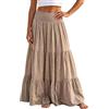 Surttan Gonne in Cotone e Lino Donna Elegante a Vita Alta Gonna Lunga Estiva Casual | Gonna Abito Bohemien Sciolto Festa in Spiaggia Vestito Indossare Elastica A-Linea Traspirante Elasticizzata Tinta Unita