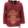 GURU SHOP Felpa con cappuccio da yoga, Stonewash Hoodie, Festival Shirt, Uomo, Rosso/Marrone, M