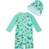 Cooraby Costume da bagno bambino bambino bambino bambina UPF 50+, manica lunga, con chiusura lampo, asciugatura Rash Guard