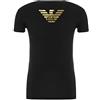 Emporio Armani 111035 9A725 - Maglietta a Maniche Corte, Girocollo, da Uomo Logo Nero/Oro. L