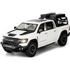 TGRCM-CZ Dodge Ram Mammoth Pick-Up Truck Modello Auto in lega di zinco Pull Back Auto giocattolo con suono e luce per bambini ragazzi ragazze regalo (bianco)
