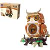 PAN TASY PANTASY Orologio meccanico a forma di gufo, modello mobile con ingranaggi | Gufo meccanico con ali e occhi mobili, manovella, ingranaggi visibili e base foresta per tavolo e scaffale