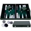 Engelhart - 250529 - Backgammon Deluxe 15 (38 cm) - Set con Feltro Intarsiato - Pedine Perlati e Dadi - Verde/Nero - Gioco di Strategia da Tavolo