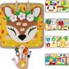LUMS Busy Board Montessori 1 Anno - Libro Montessori Interattivo per Bambini 1 2 3 Anni, Busy Book Sensoriale in Feltro, Giochi da Viaggio in Auto e Aereo con 6 Marionette da Dito
