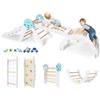 RELAX4LIFE Set da Arrampicata per Bambini, Triangolo di Arrampicata con Scivolo e Arco, Gioco di Incastri in Legno, Gioco Montessori per Bambini 1+ Anni
