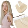 Elailite Extension Adesive Capelli Veri Biadesivo 20 Ciocche 50g Tape Biadesive Remy Human Hair Lisci 60cm #60 Biondo Platino