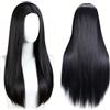 Dcbaboo Parrucca Nero Lunga Parrucca Donna Lunga Liscia 75cm Cosplay Wig Anime Parrucche Capelli Sintetici Finti Dritti per Carnevale Halloween Festa Costume Party