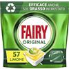 Fairy Detersivo Pastiglie Lavastoviglie Brillantante, 57 Capsule Lavastoviglie, Original Limone, Azione Pulente Al Primo Lavaggio, Efficace Sul Grasso Incrostato Con Azione Brillante