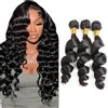 Tuheerst 1B Natural Black Human Hair Bundles Double Drown Extension Capelli Loose Wave Hair Extensions Unprocessed Brazilian Virgin Remy Extension 50g/Bundle Total 150g 18 20 22 Inch