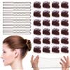 KEPKKU 24 Pezzi Retine Chignon con Bordo Elastico, Retina per Danza 10 Forcine U, 50cm Invisibili - Caffè