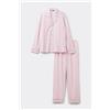 Tezenis Pigiama Lungo Aperto Cotone Stampa Righe Donna Rosa
