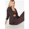 Tezenis Felpa Leggera Cappuccio Con Zip E Coulisse Donna Marrone