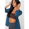 Tezenis Felpa Leggera Cappuccio Con Zip E Coulisse Donna Blu