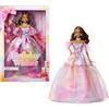 Mattel Barbie Signature Birthday Wishes Fashion Doll with Brown Hair in Dress with Past