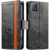 Generico DayQiQiPu Cover per Realme 8/8 Pro (6,4 Pollici) Custodia in pelle PU con Patchwork Guscio Protettiva Anti-Skimming Custodia Portafoglio Flip Caso Business, Nero