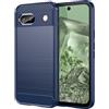 owlhold Cover per Google pixel 8A 5G, Custodia Spazzolata e Fibra di Carbonio Morbido Silicone TPU Slim Fit Case, Antiurto, Antigraffio, Antiscivolo, Protezione Grado Militare, Blu