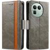 Generico DayQiQiPu Cover per Realme GT 8 Pro (6,79 Pollici) Custodia in pelle PU con Patchwork Guscio Protettiva Anti-Skimming Custodia Portafoglio Flip Caso Business, Grigio