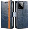 Generico DayQiQiPu Cover per Realme GT 7/7T (6,78 Pollici) Custodia in pelle PU con Patchwork Guscio Protettiva Anti-Skimming Custodia Portafoglio Flip Caso Business, Blu