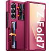 Vizvera Custodia a portafoglio per Samsung Galaxy Z Fold 7 RFID con porta carte [copertura con cerniera] [copertura per fotocamera] custodia protettiva antiurto in silicone per Z Fold 7 2025-magenta