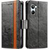 Generico DayQiQiPu Cover per Realme 10 (6,4 Pollici) Custodia in pelle PU con Patchwork Guscio Protettiva Anti-Skimming Custodia Portafoglio Flip Caso Business, Nero