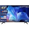 Antteq Q43 4K QLED Smart TV 43 Pollici (TV 109 cm) con HDR10, Bluetooth 5.0, Vocale Assistente, MEMC, Triple Tuner DVB-C/S/S2/T/T2, App Store, Wi-Fi 2.4 GHz/5 GHz