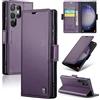 Idhiem Flip Libro Wallet Cover per Samsung Galaxy S23 Ultra, Viola