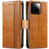 Generico DayQiQiPu Cover per Realme GT 7 Pro (6,78 Pollici) Custodia in pelle PU con Patchwork Guscio Protettiva Anti-Skimming Custodia Portafoglio Flip Caso Business, Cachi
