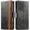 Generico DayQiQiPu Cover per Realme GT Neo2/Neo 3T (6,62 Pollici) Custodia in pelle PU con Patchwork Guscio Protettiva Anti-Skimming Custodia Portafoglio Flip Caso Business, Nero
