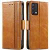 Generico DayQiQiPu Cover per Realme GT Master (6,43 Pollici) Custodia in pelle PU con Patchwork Guscio Protettiva Anti-Skimming Custodia Portafoglio Flip Caso Business, Cachi