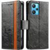 Generico DayQiQiPu Cover per Realme 9 Pro (6,6 Pollici) Custodia in pelle PU con Patchwork Guscio Protettiva Anti-Skimming Custodia Portafoglio Flip Caso Business, Nero