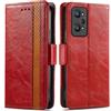 Generico DayQiQiPu Cover per Realme GT Neo2/Neo 3T (6,62 Pollici) Custodia in pelle PU con Patchwork Guscio Protettiva Anti-Skimming Custodia Portafoglio Flip Caso Business, Rosso