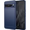 owlhold Cover per Google pixel 8 pro 5G, Custodia Spazzolata e Fibra di Carbonio Morbido Silicone TPU Slim Fit Case, Antiurto, Antigraffio, Antiscivolo, Protezione Grado Militare, Blu