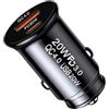 Generico Presa accendisigari - Doppia USB A + Tipo C Ricarica rapida, Caricabatteria per auto - Adattatore di ricarica rapida QC4.0 PD 20 W | lega di alluminio, 4,3x2,3x2,3 cm 11 g