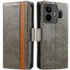 Generico DayQiQiPu Cover per Realme GT Neo 5/5 SE (6,74 Pollici) Custodia in pelle PU con Patchwork Guscio Protettiva Anti-Skimming Custodia Portafoglio Flip Caso Business, Grigio