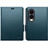 OCASE Portafoglio per Samsung Galaxy Z Fold 8 Blu Pavone | Custodia a Ribalta, Portafoglio in Pelle PU, Blocco RFID, 3 Slot per Carte, Supporto Integrato, Protezione Antishock