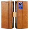 Generico DayQiQiPu Cover per Realme GT Neo3 (6,7 Pollici) Custodia in pelle PU con Patchwork Guscio Protettiva Anti-Skimming Custodia Portafoglio Flip Caso Business, Cachi
