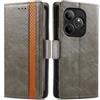Generico DayQiQiPu Cover per Realme GT Neo 6/6 SE (6,78 Pollici) Custodia in pelle PU con Patchwork Guscio Protettiva Anti-Skimming Custodia Portafoglio Flip Caso Business, Grigio