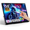 WCKUN Monitor touch portatile da 15,6 pollici 4K UHD 3840 × 2160 100% sRGB USB-C HDMI, guscio in lega di alluminio, tocco a 10 punti, display portatile IPS per computer, doppio altoparlante per laptop