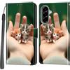 PHINIENLAND Cover per Samsung Galaxy A57 PU Pelle Custodia Flip Gatto