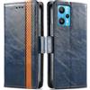 Generico DayQiQiPu Cover per Realme 9 Pro (6,6 Pollici) Custodia in pelle PU con Patchwork Guscio Protettiva Anti-Skimming Custodia Portafoglio Flip Caso Business, Blu
