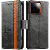 Generico DayQiQiPu Cover per Realme GT 7 Pro (6,78 Pollici) Custodia in pelle PU con Patchwork Guscio Protettiva Anti-Skimming Custodia Portafoglio Flip Caso Business, Nero