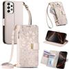FERLAN Cover per Samsung Galaxy A23/F23 5G/M23 5G/M13 4G, Fiori Custodia a Libro Portafoglio Antiurto in Pelle PU Flip Case Interna Silicone con Porta Carte, Supporto, Chiusura Magnetica e Cinturino, Bianco
