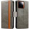 Generico DayQiQiPu Cover per Realme GT 7 Pro (6,78 Pollici) Custodia in pelle PU con Patchwork Guscio Protettiva Anti-Skimming Custodia Portafoglio Flip Caso Business, Grigio