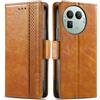 Generico DayQiQiPu Cover per Realme GT 8 Pro (6,79 Pollici) Custodia in pelle PU con Patchwork Guscio Protettiva Anti-Skimming Custodia Portafoglio Flip Caso Business, Cachi