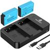 Homesuit Confezione da 2 Batterie LP-E17 e Caricatore Doppio USB Rapido per Canon Rebel SL3, SL2, T8i, T7i, T6i, T6s, EOS R10, R50, R8, RP, M3, M5, M6, 200D, 77D, 750D, 760D, 800D, 8000D
