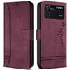 Bravoday Cover per Xiaomi Poco M4 PRO 4G, Flip Custodia in Pelle PU Portafoglio Custodia per Xiaomi Poco M4 PRO 4G, con Slot per Schede, Vino Rosso
