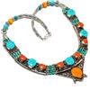 Fatto a mano Collana con pietre preziose turchesi corallo giallo e rosso gioielli nepalesi...