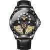 daxiaoyu Orologio da polso da uomo, con doppio tourbillon, con doppia lancetta dei secondi, con intarsio in zircone, completamente automatico, design unico, nero, Lusso