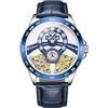 daxiaoyu Orologio da polso da uomo, con doppio tourbillon, con doppia lancetta dei secondi, con intarsio in zircone, completamente automatico, design unico, Blu, Lusso