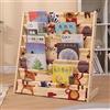 BAKAJI Libreria Montessoriana per Bambini in Legno Naturale e Tela,Portariviste a 6 Ripiani Salvaspazio,Scaffalatura Espositore da Cameretta,Dimensioni 60 x 30 x 80 cm, Porta Libri, Giochi (Legno)